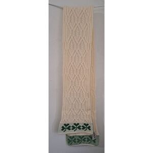 SAOL Ireland Womens Shamrock green Cable Knit  100% Wool long Ivory cream